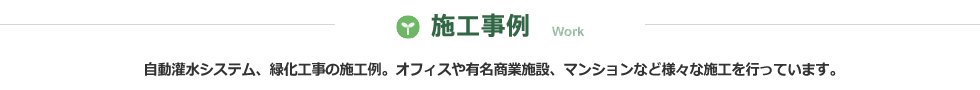 施工事例｜自動灌水システム・自動潅水設備・自動散水設備、緑化工事（壁面緑化・屋上緑化）、剪定などの施工例