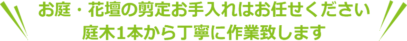 お庭・花壇の剪定お手入れはお任せください 庭木1本から丁寧に作業致します